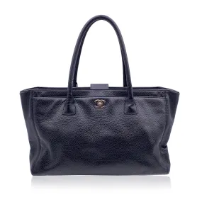 Chanel Black Pebbled Leather 2000s Executive Tote Bag Handbag