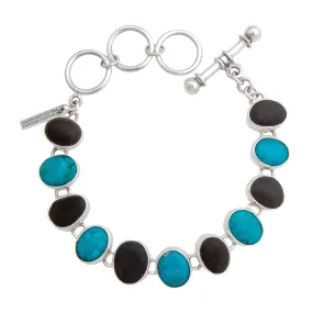 Charles Albert Sterling Silver Turquoise & Riverstone Bracelet