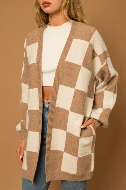 Checkered Sweater Cardigan