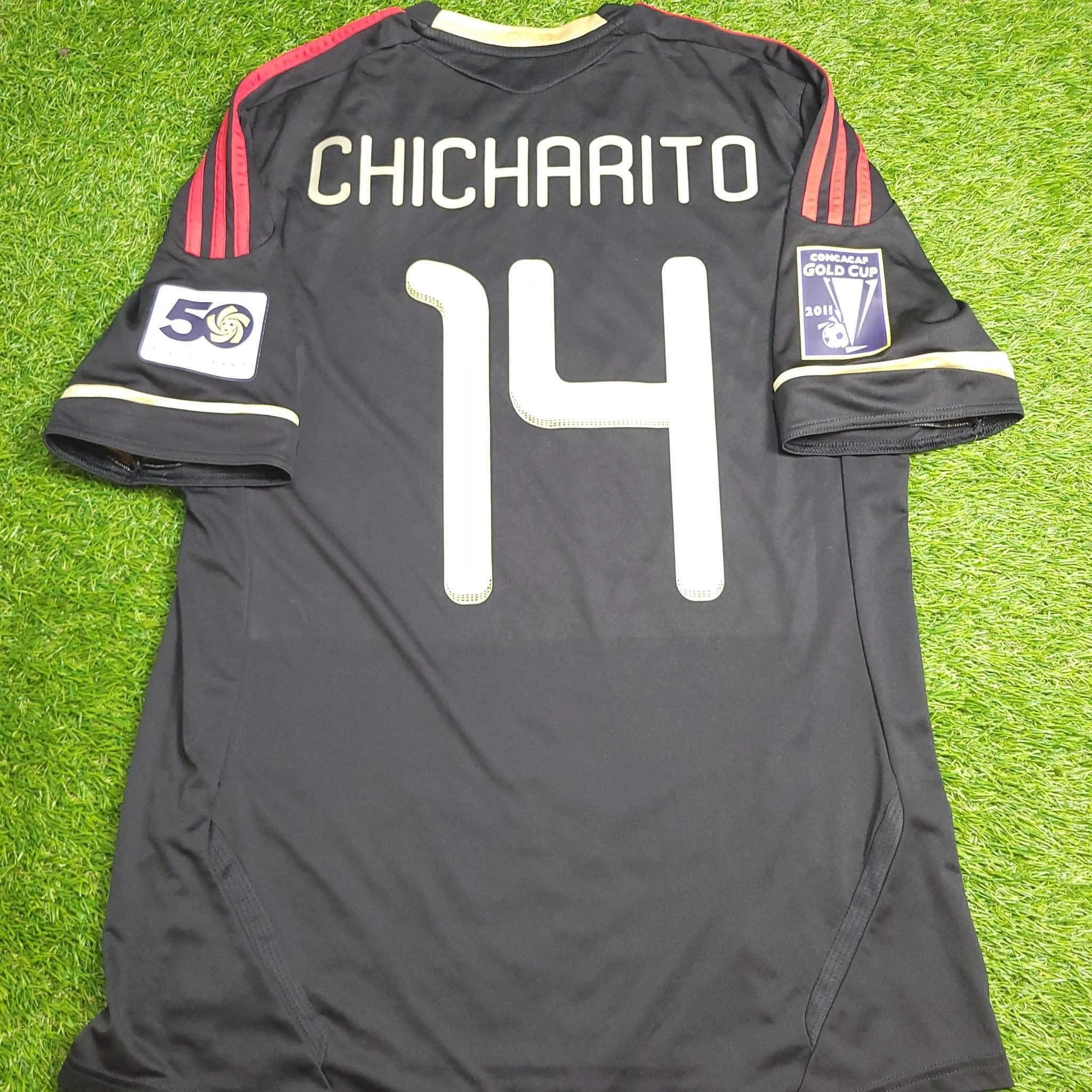 Chicharito Mexico 2011 GOLD CUP FINAL Soccer Away Jersey Shirt L SKU# V31526