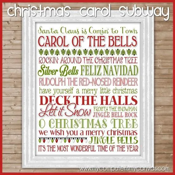 Christmas Carols Subway Art PRINTABLE