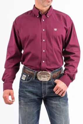 Cinch Mens Solid Burgandy Button Down Western Shirt Style MTW1104239