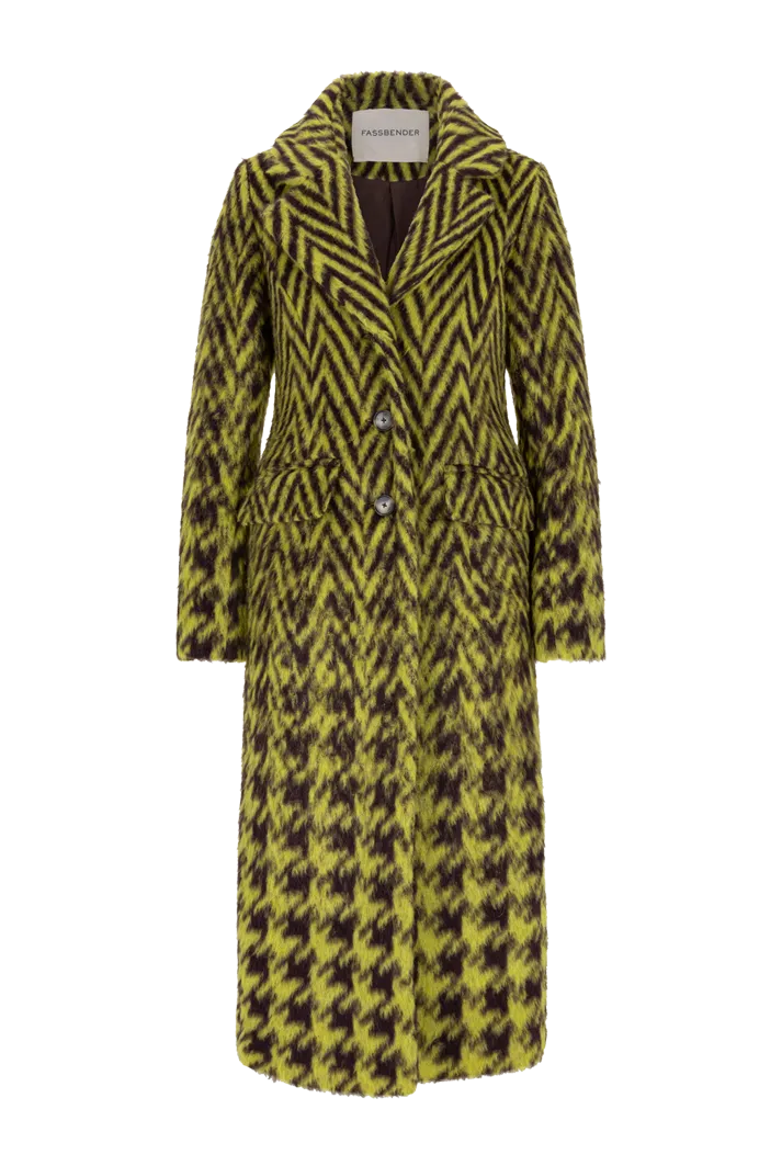 Classic Belted Mohair Coat in Brushed Check