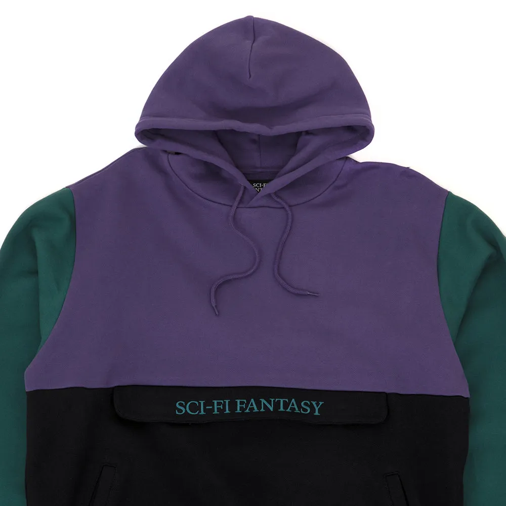 Colorblocked Hooded Sweatshirt (Purple / Black)