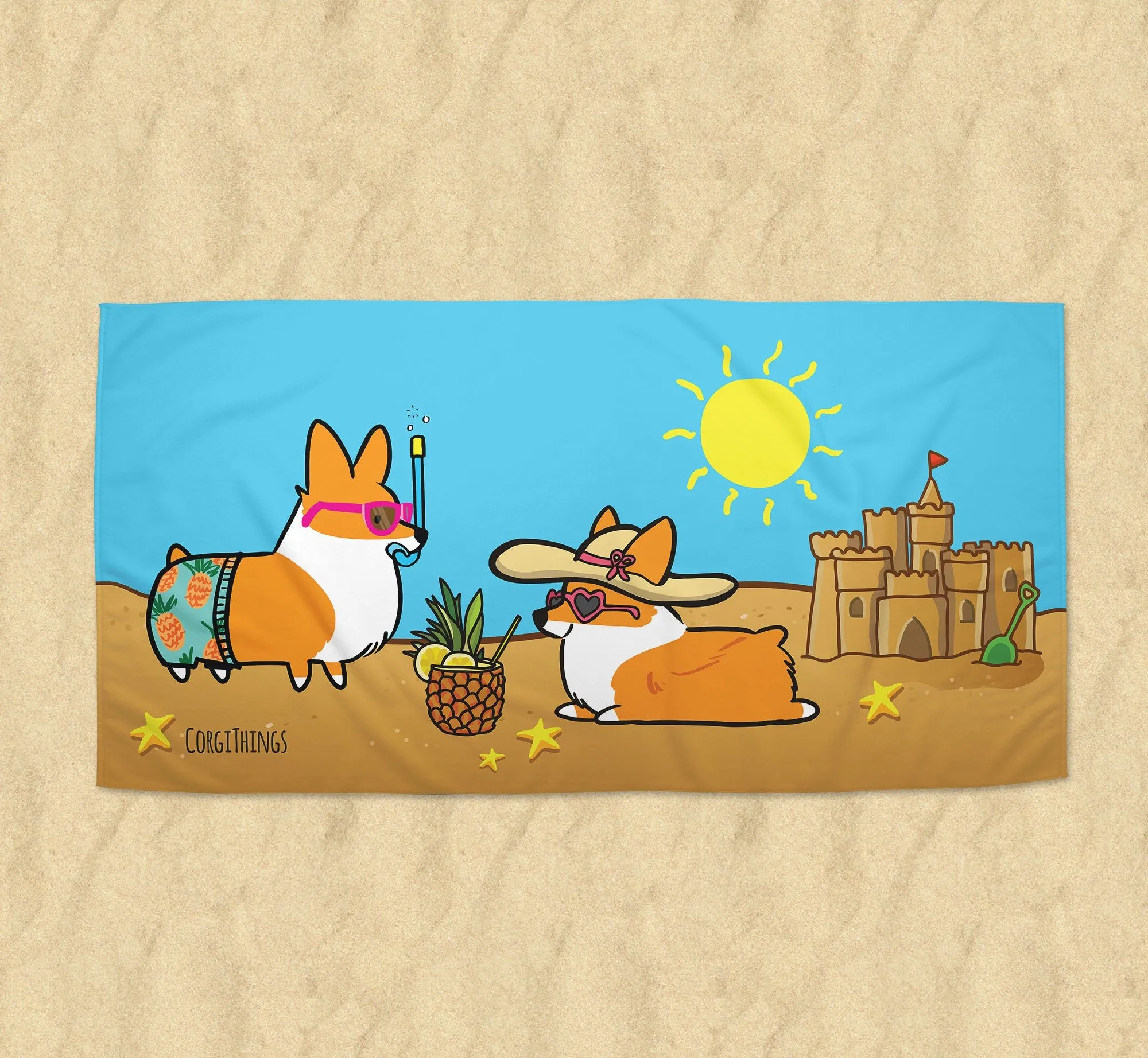 Corgi Beach Party Towel