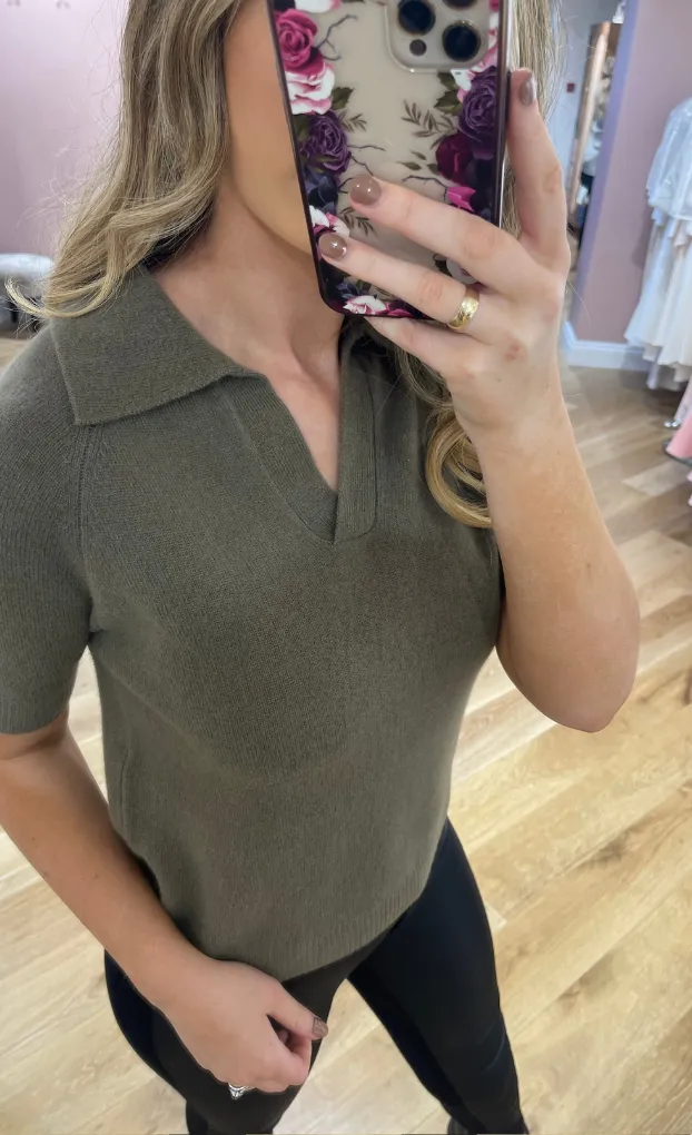 Costa Mani Khaki Merino polo