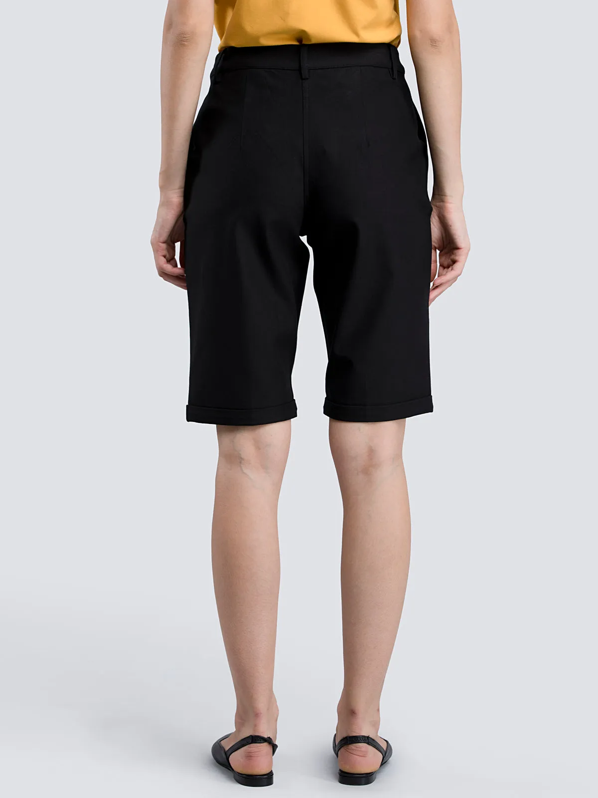 Cotton Lycra Above Knee Shorts - Black