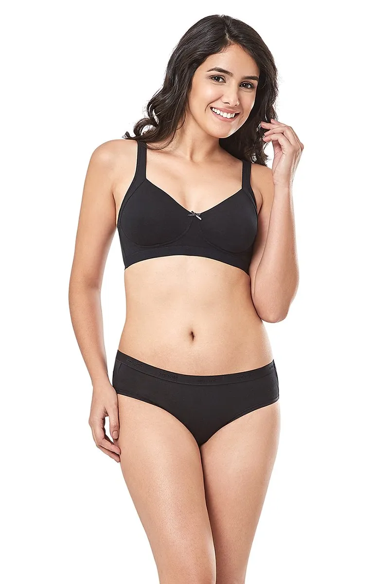 Cotton Non-Padded Non-Wired True Support Bra - Black