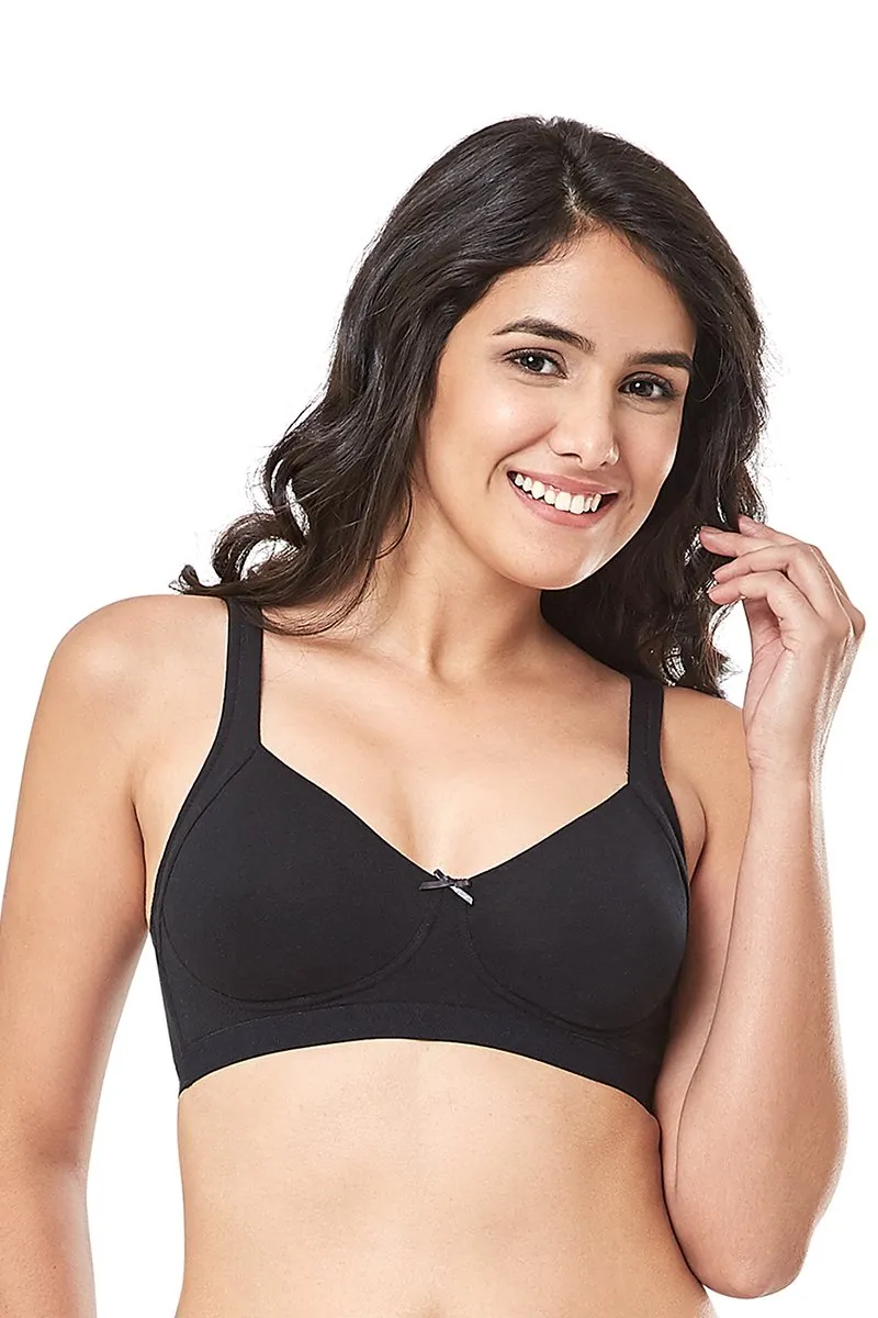 Cotton Non-Padded Non-Wired True Support Bra - Black