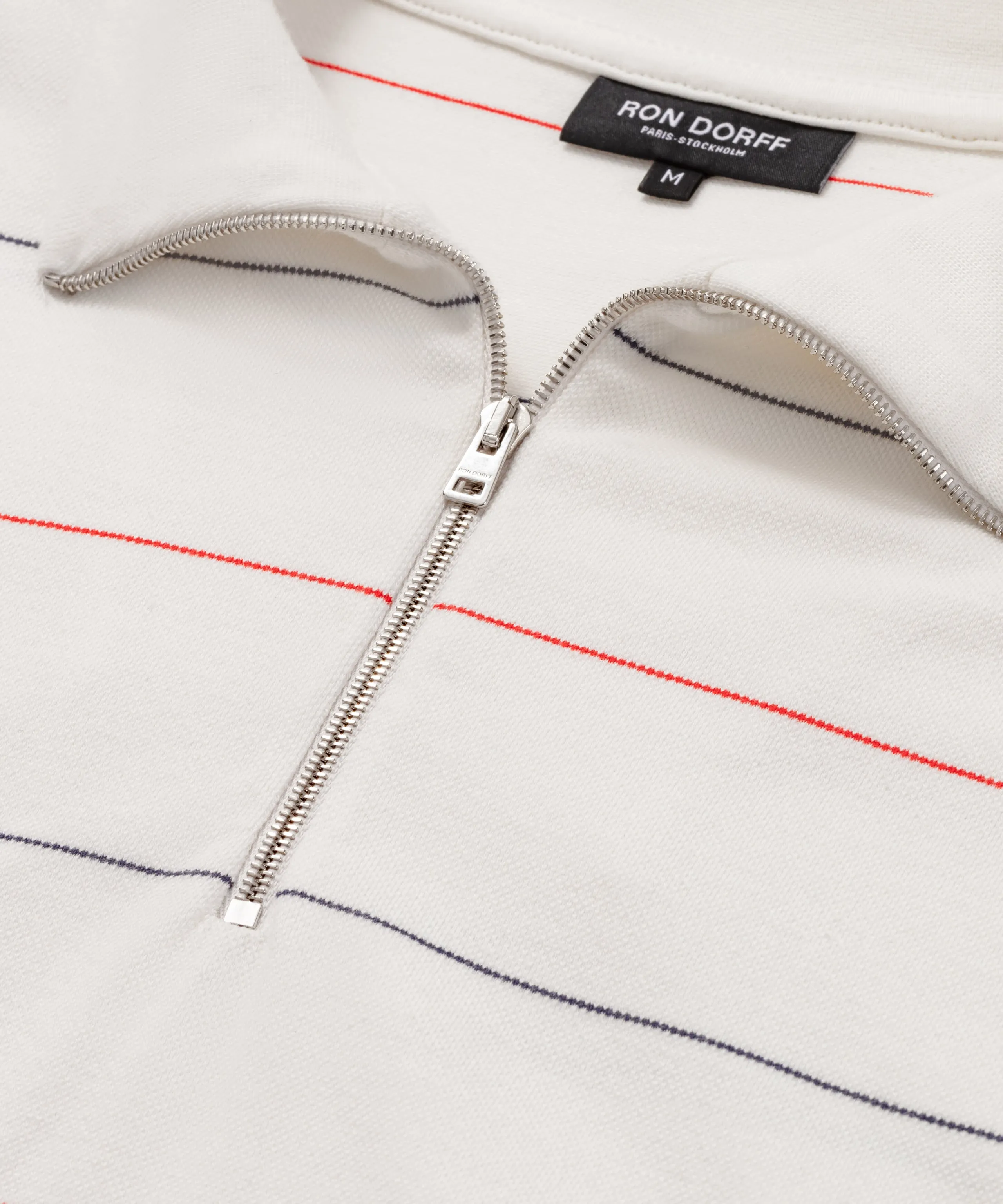 Cotton Piqué RD Polo w. Tennis Stripes: Off White