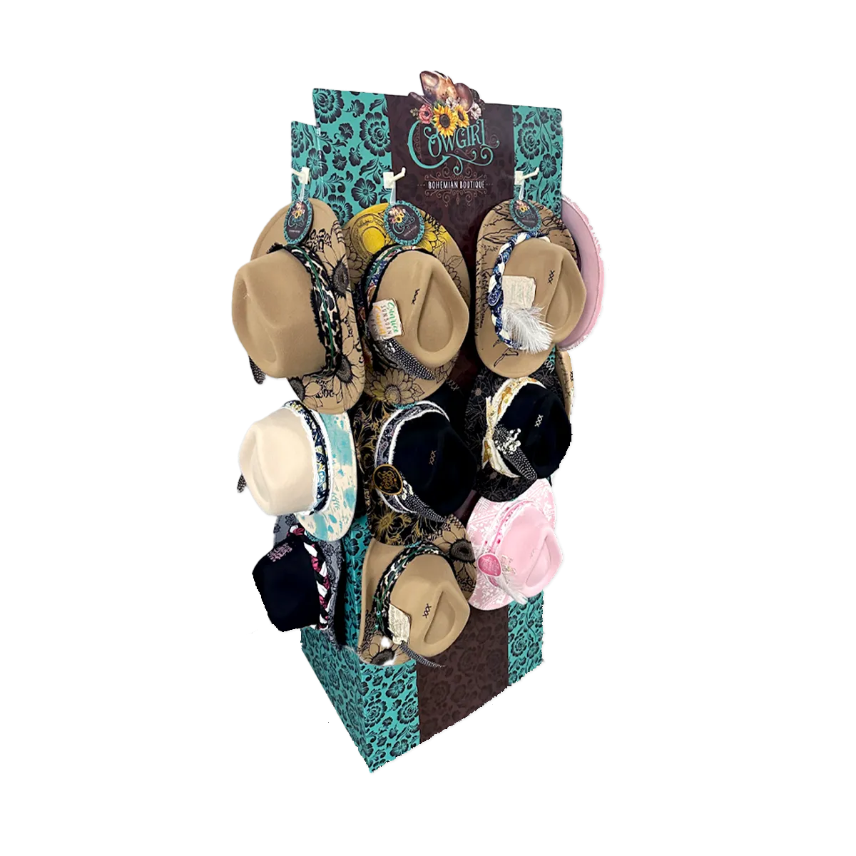 Cowgirl Hat Assortment Floor Display - 12 Pieces Per Retail Ready Display 88538