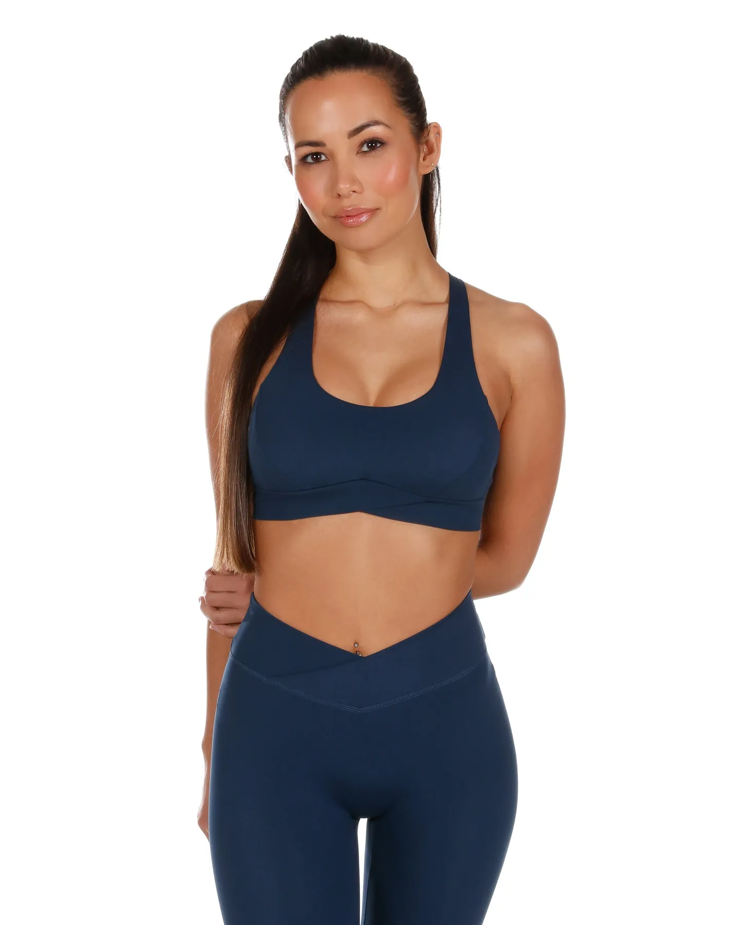 Cross Over Sports Bra - Navy Blue