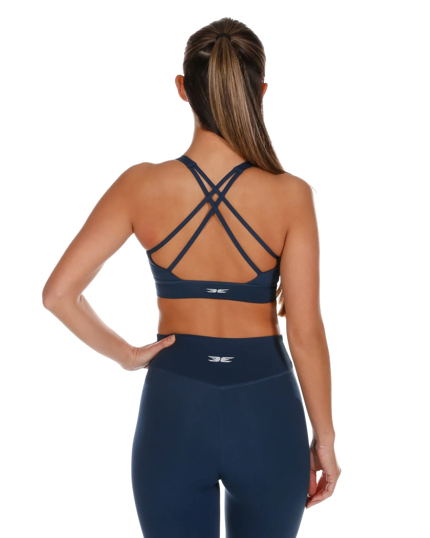 Cross Over Sports Bra - Navy Blue