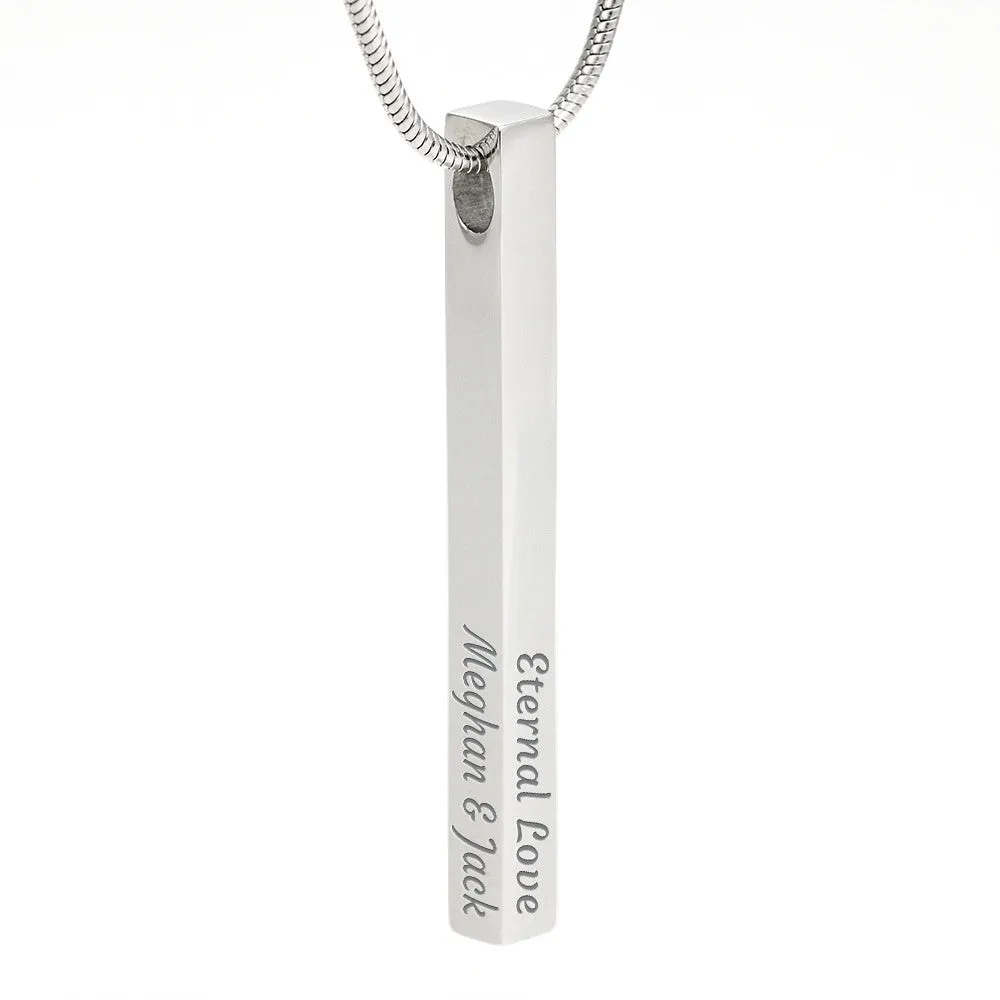 Custom 4 Sided Stick Bar Necklace -With "Together Forever" Mom To Daughter Message Card