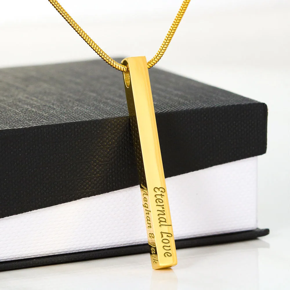 Custom 4 Sided Stick Bar Necklace -With "Together Forever" Mom To Daughter Message Card