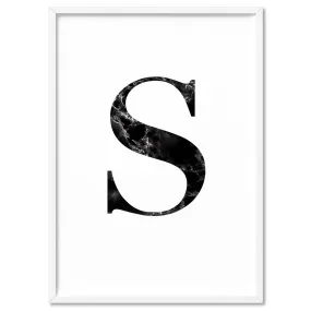 Custom Personalised Black Marble Initial - Art Print