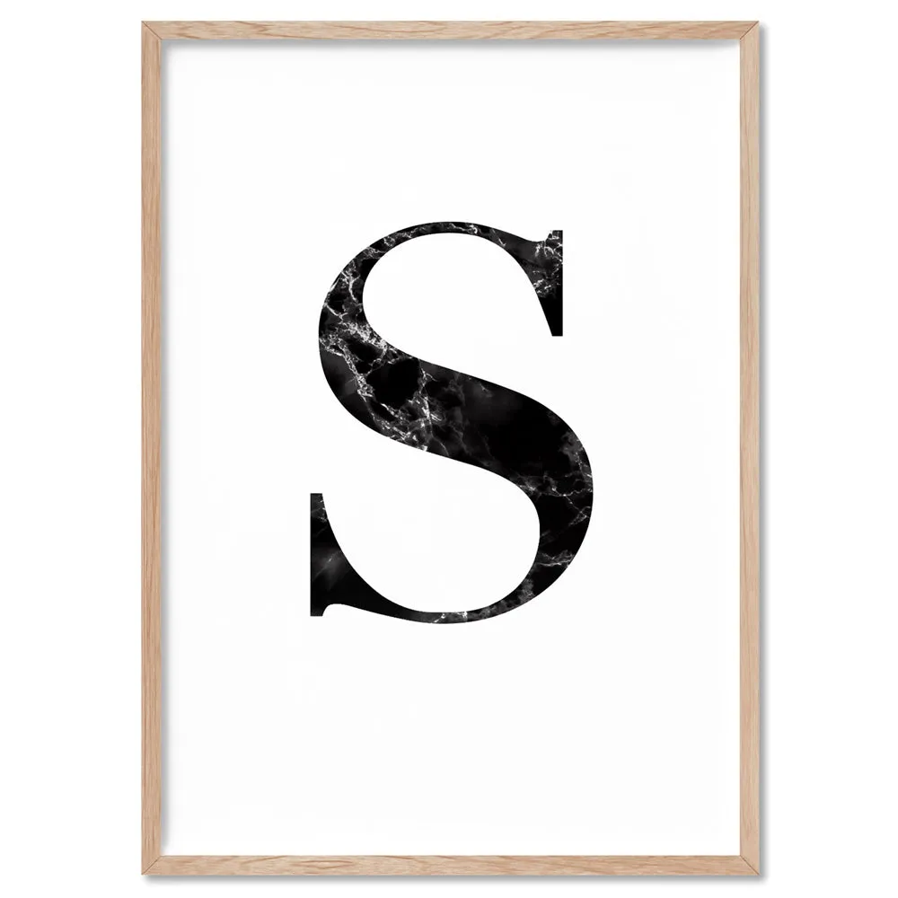 Custom Personalised Black Marble Initial - Art Print