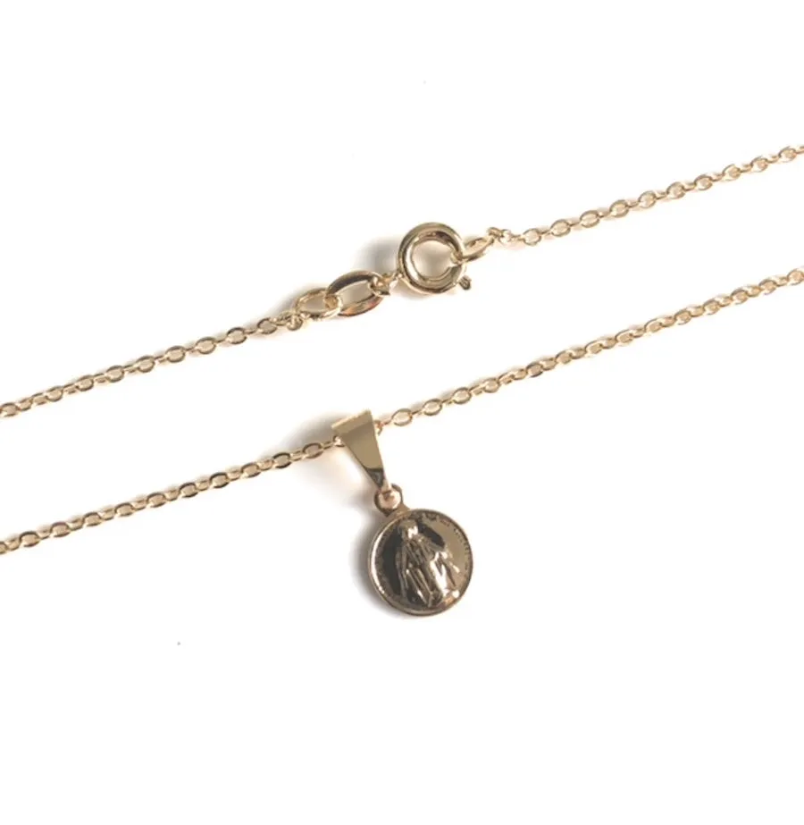 Dainty Miraculous Round Medal Necklace Gold Plated Chain