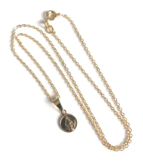 Dainty Miraculous Round Medal Necklace Gold Plated Chain