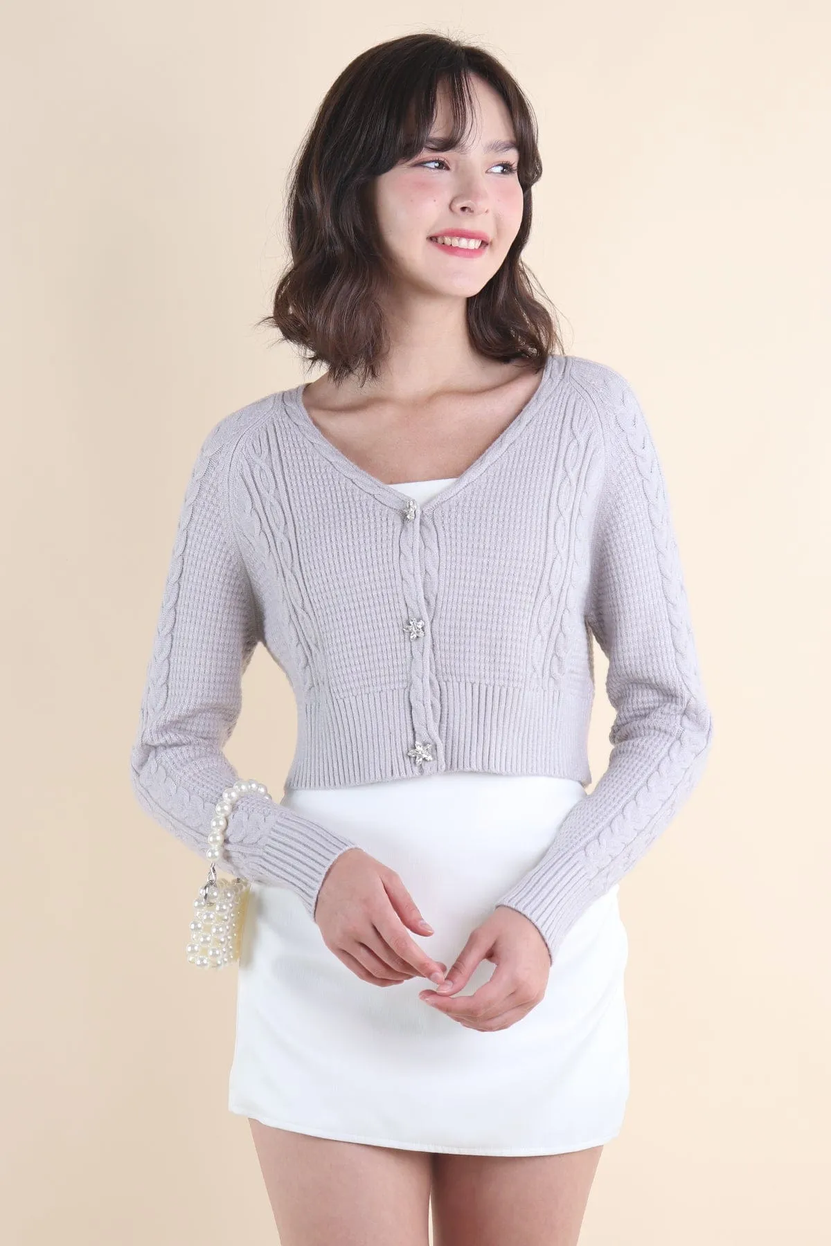 DANIELLE WEAVED CARDIGAN IN PERIWINKLE LILAC