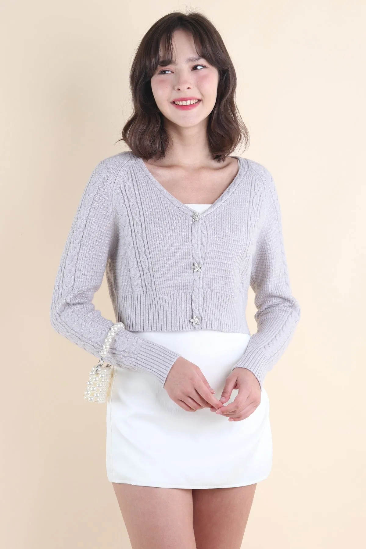 DANIELLE WEAVED CARDIGAN IN PERIWINKLE LILAC