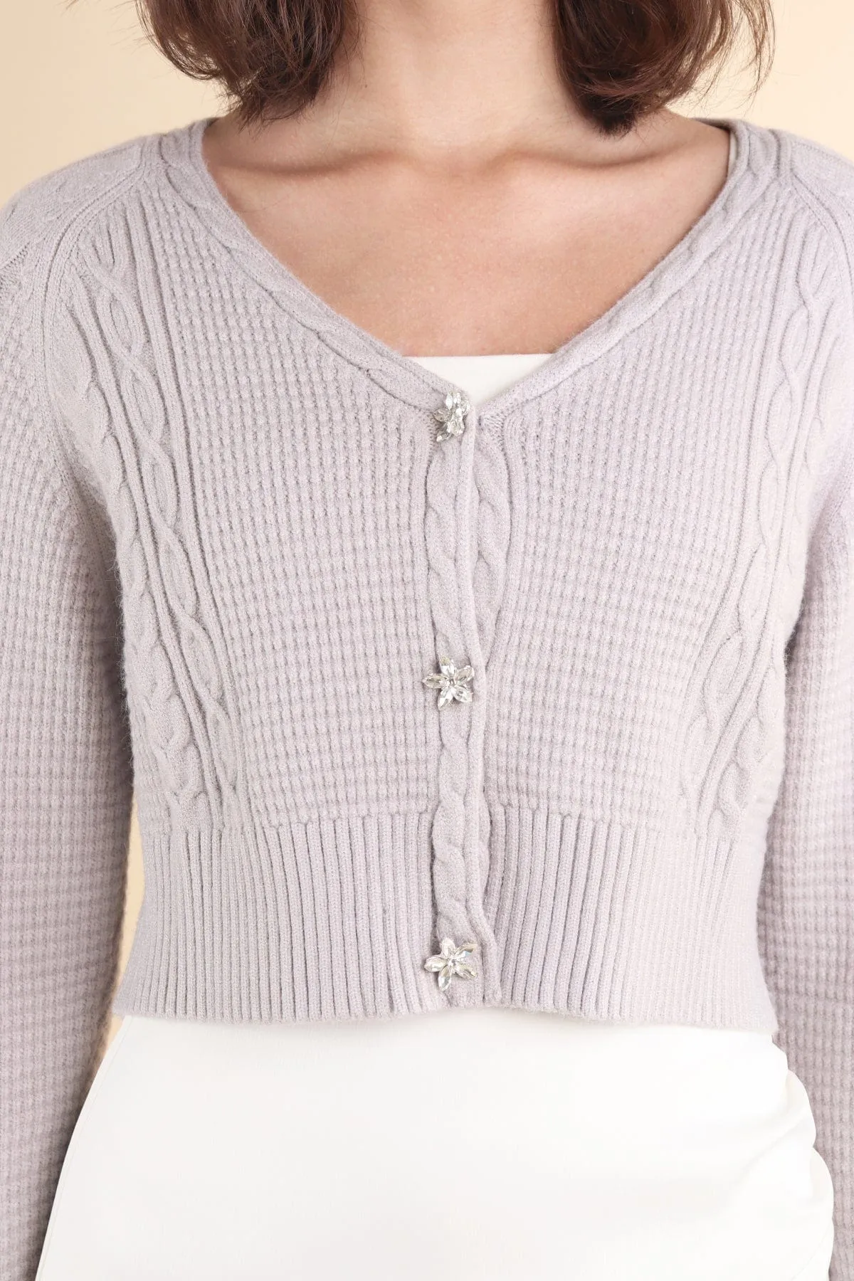 DANIELLE WEAVED CARDIGAN IN PERIWINKLE LILAC