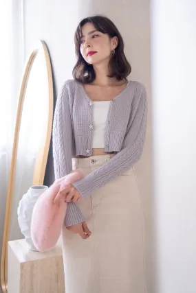 DANIELLE WEAVED CARDIGAN IN PERIWINKLE LILAC