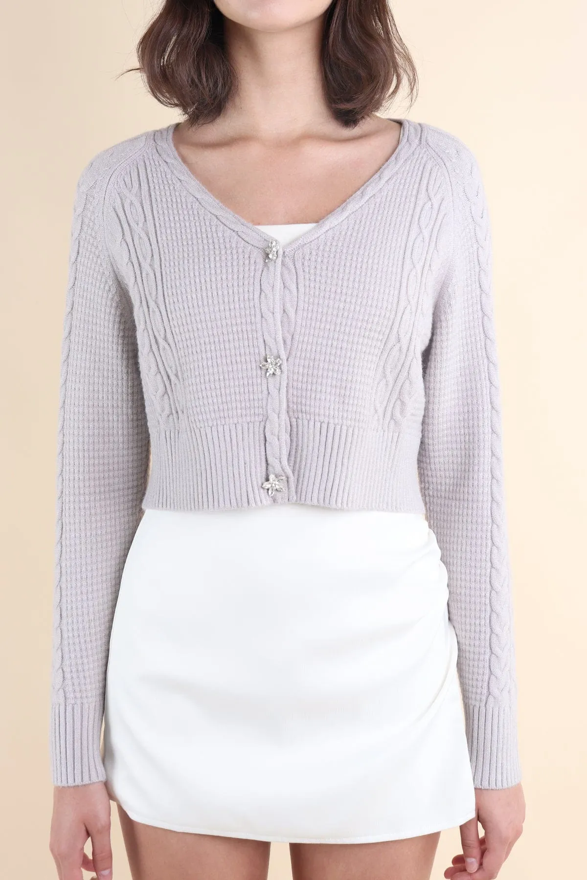 DANIELLE WEAVED CARDIGAN IN PERIWINKLE LILAC