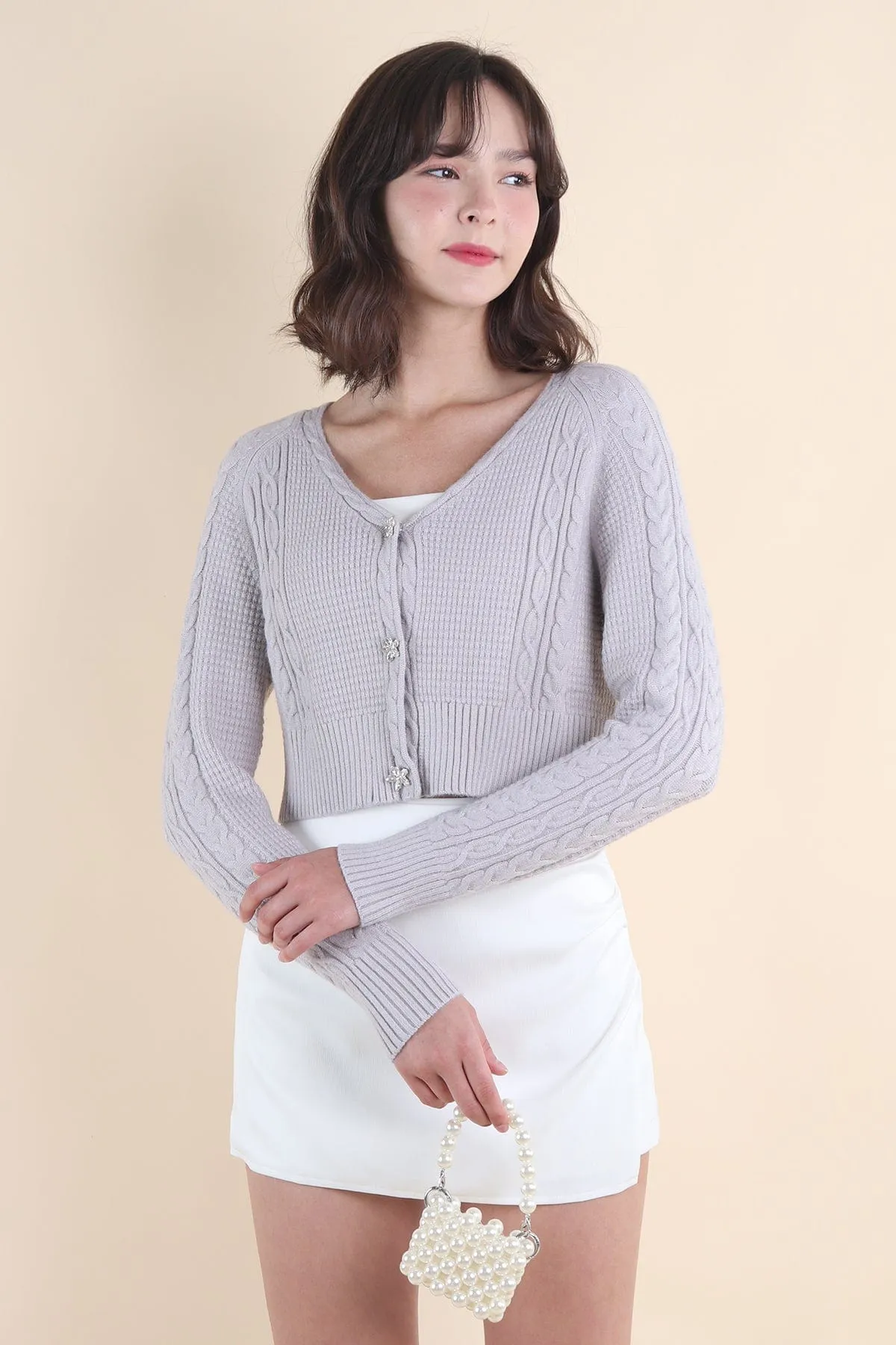 DANIELLE WEAVED CARDIGAN IN PERIWINKLE LILAC