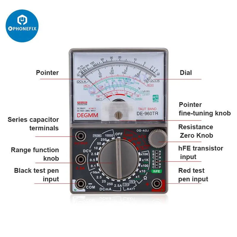 DE-960TR Pointer Automatic Multimeter Universal PCB Fault Testing Tool