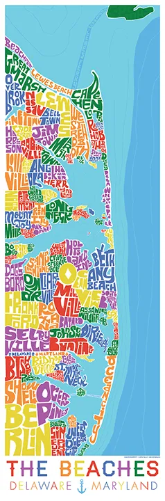 Delaware and Maryland Beaches Type Map