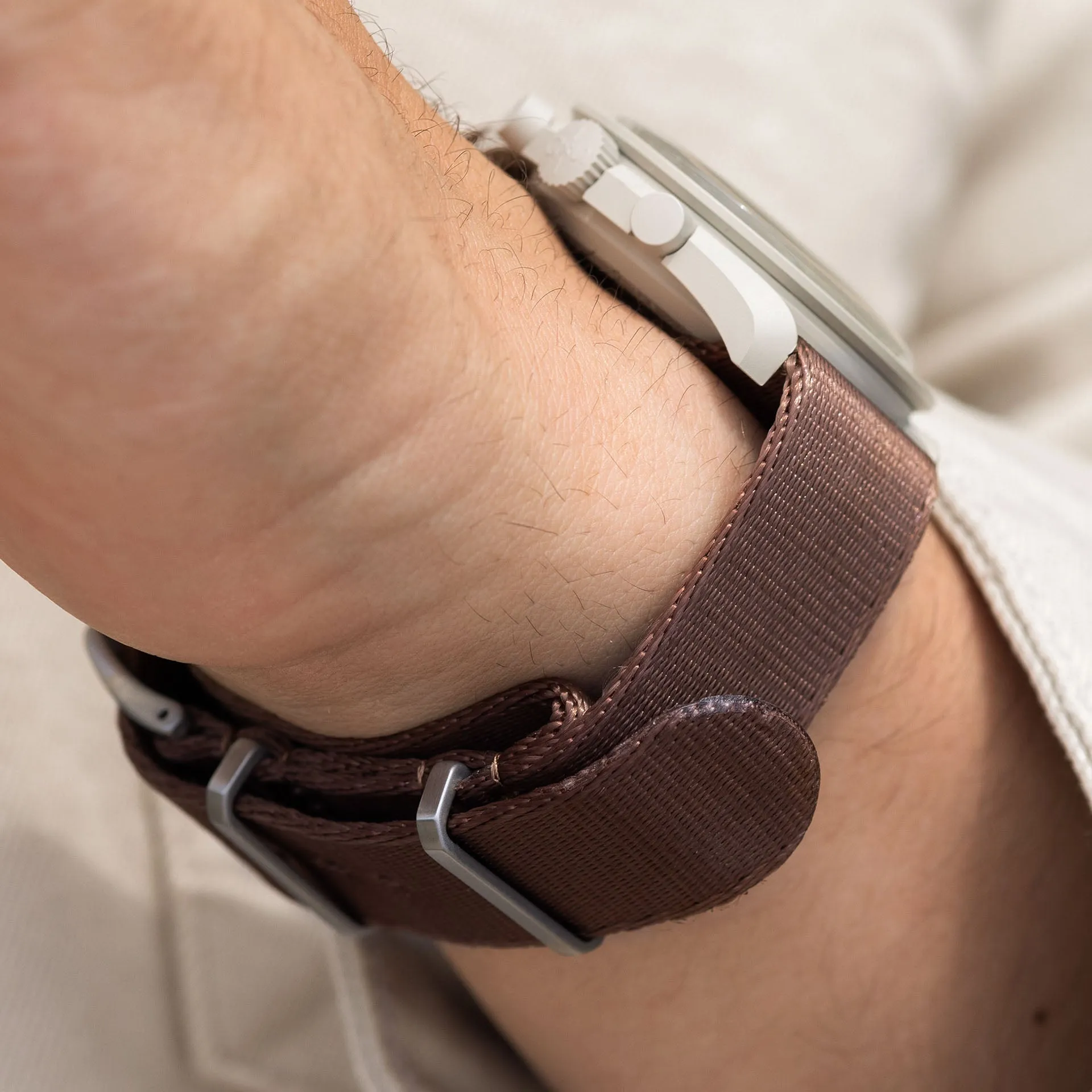 Deluxe Nylon Single Pass Watch Strap Brown