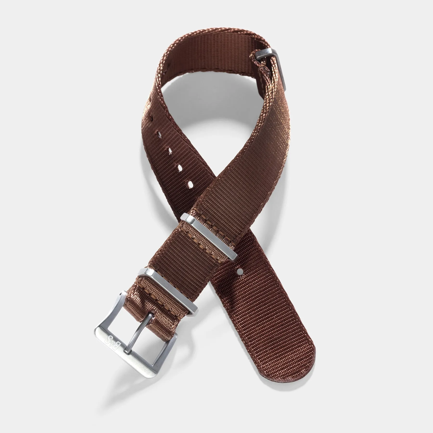 Deluxe Nylon Single Pass Watch Strap Brown