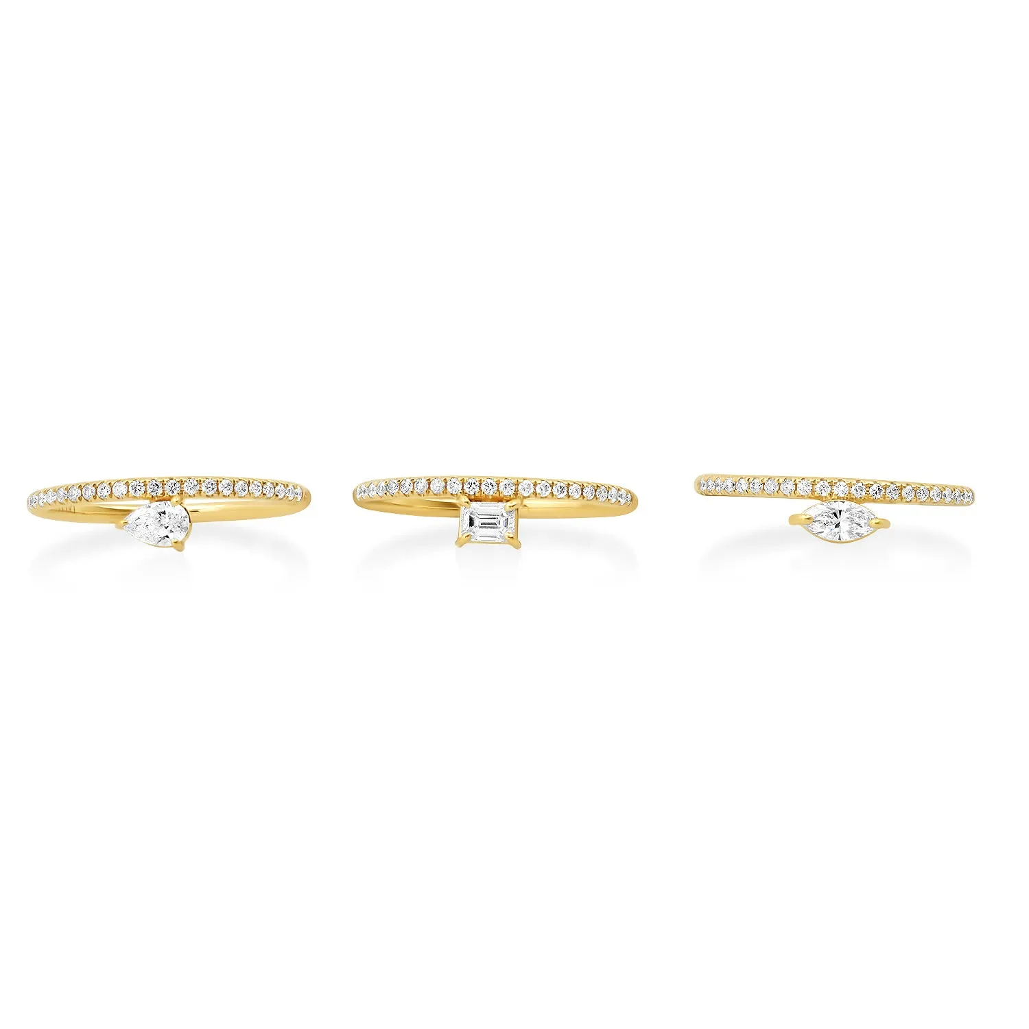 Diamond Solo Shape and Pave Band Stacking Ring