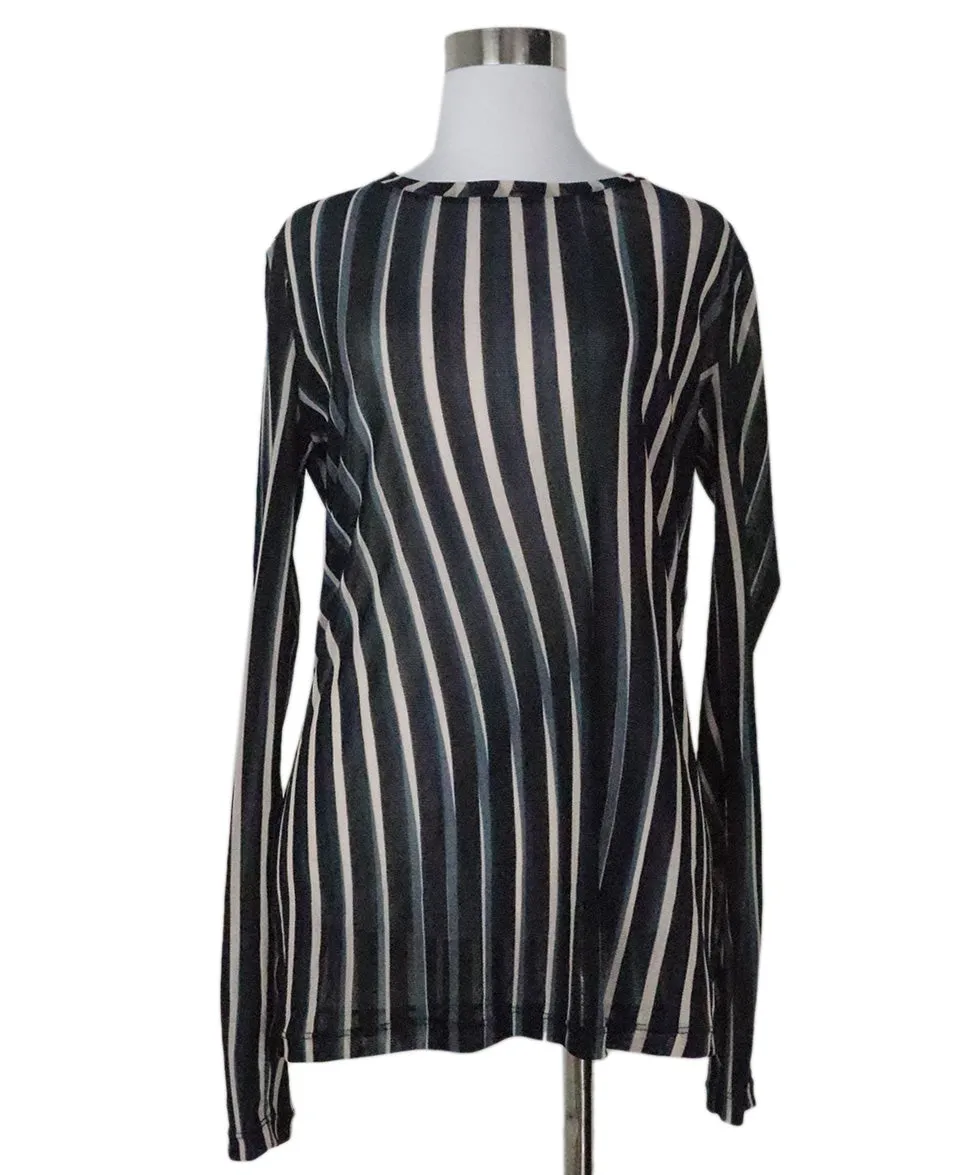 DVF Blue & White Striped Mesh Top sz 6