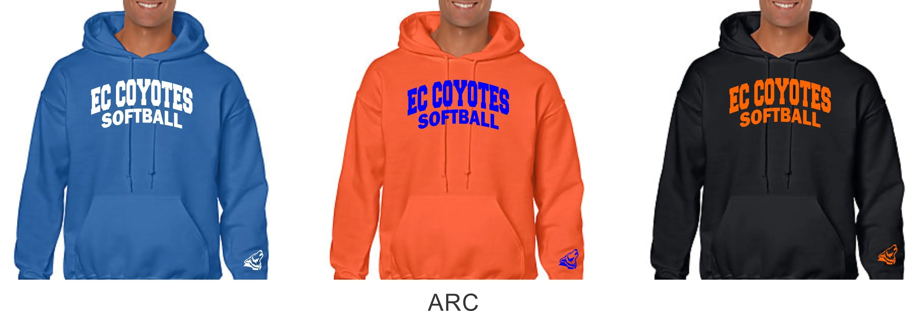 EC Coyotes Basic Hoodie-4 designs  Matte or Glitter