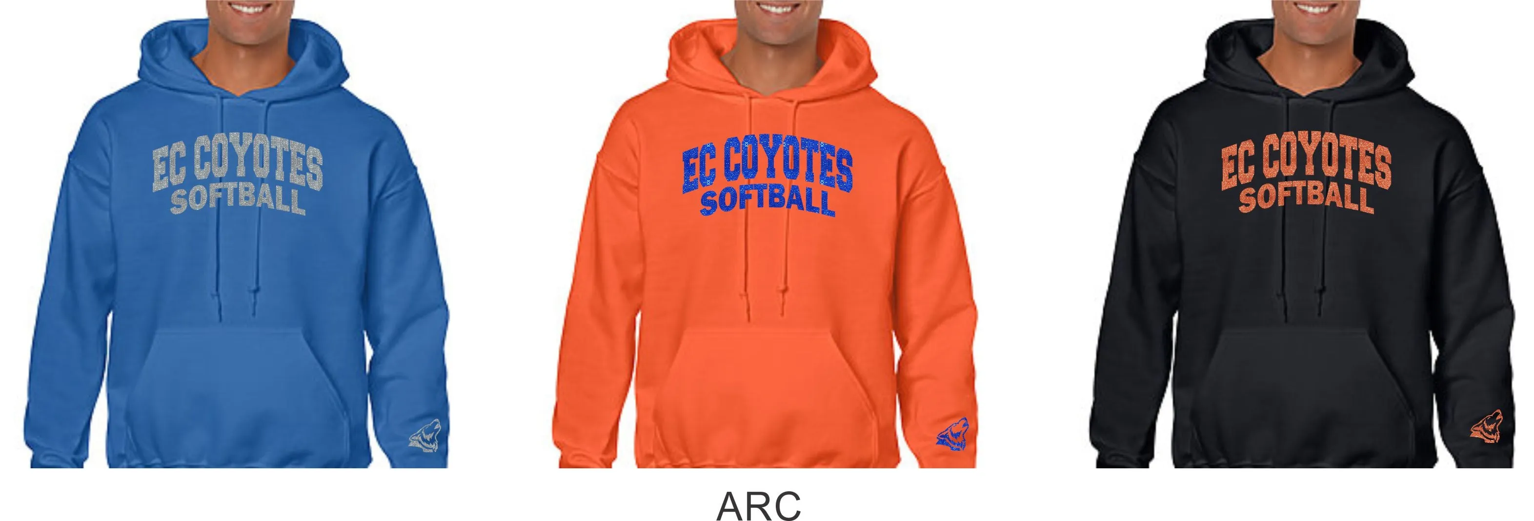 EC Coyotes Basic Hoodie-4 designs  Matte or Glitter