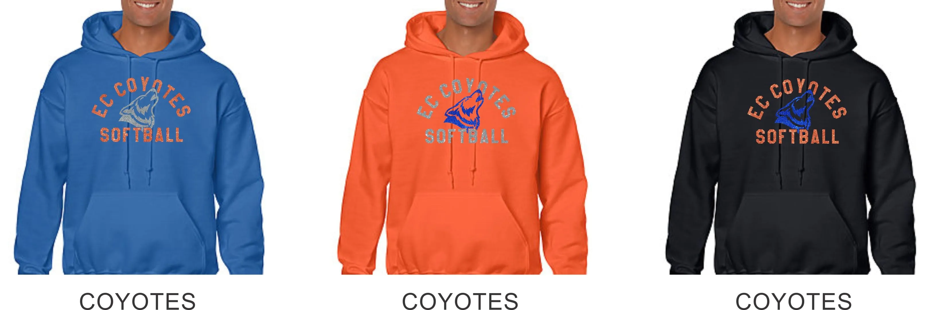 EC Coyotes Basic Hoodie-4 designs  Matte or Glitter