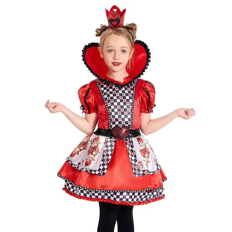 Elegant Stunning  Kids Girls Stage Drama Poker Print Kid Costume