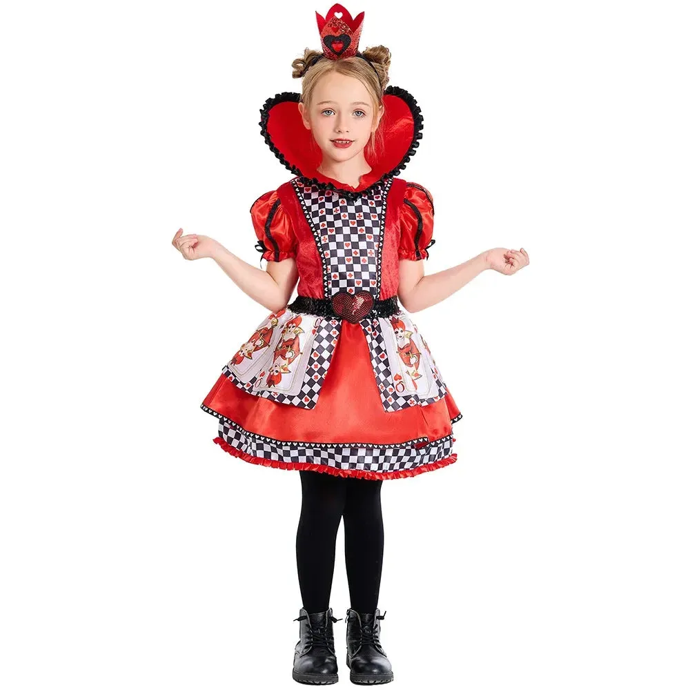 Elegant Stunning  Kids Girls Stage Drama Poker Print Kid Costume