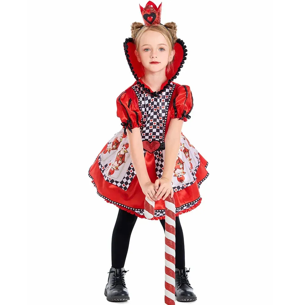 Elegant Stunning  Kids Girls Stage Drama Poker Print Kid Costume