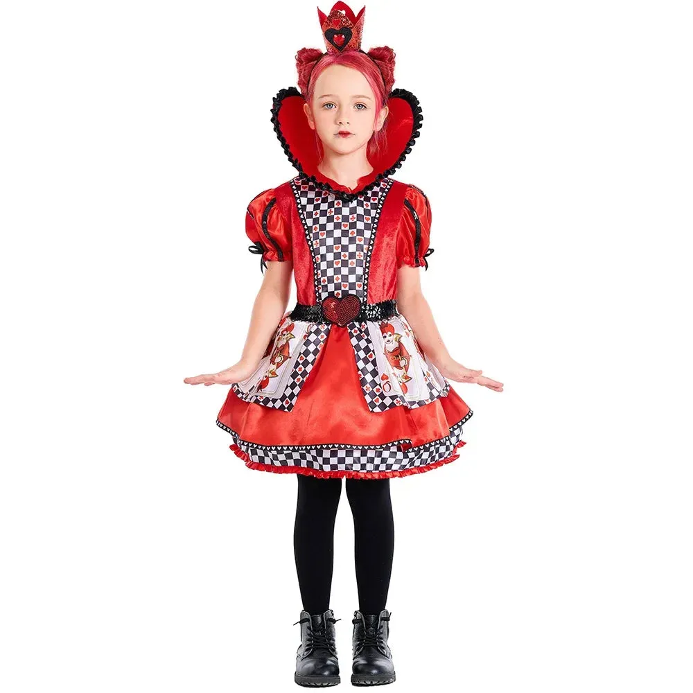 Elegant Stunning  Kids Girls Stage Drama Poker Print Kid Costume