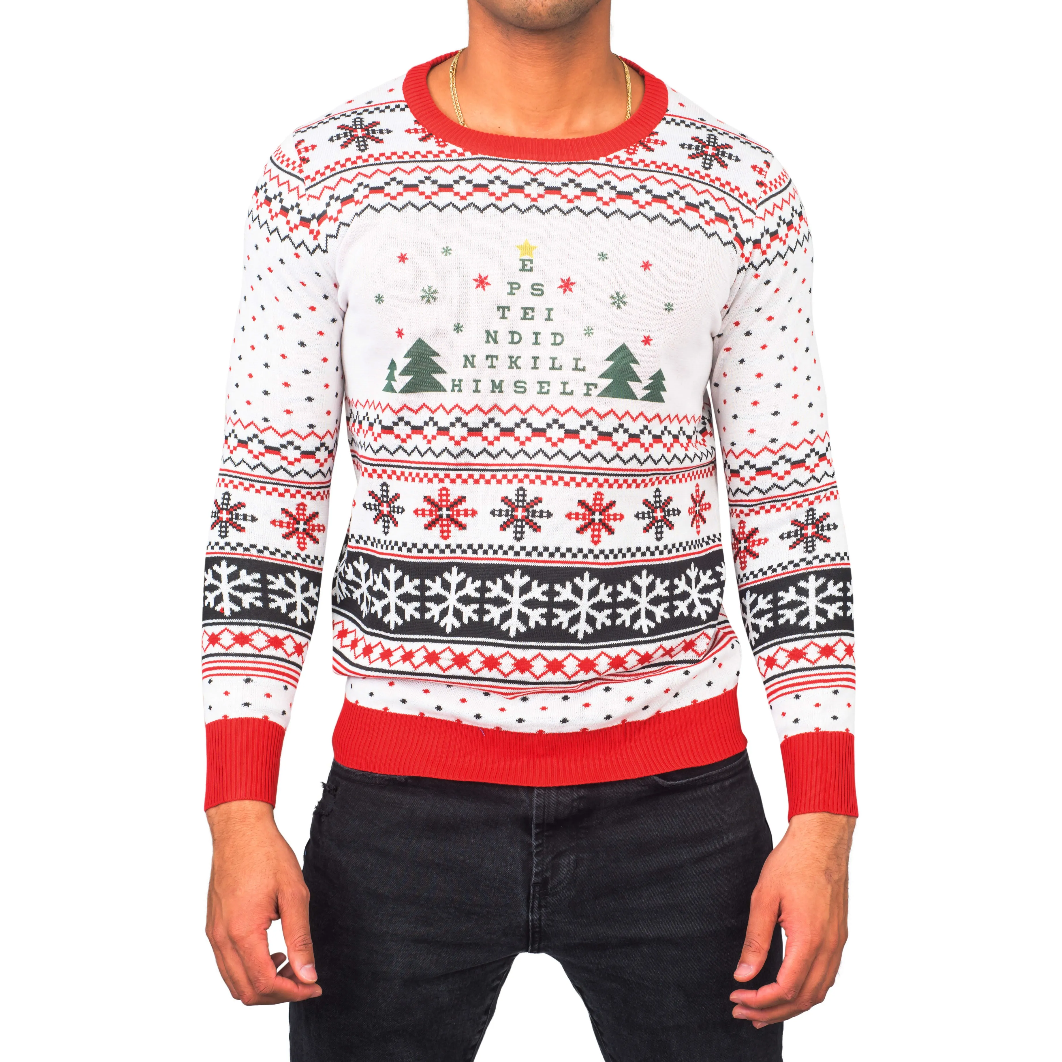 Epstein Didn't Kill Himself Eye Chart Ugly Christmas Sweater