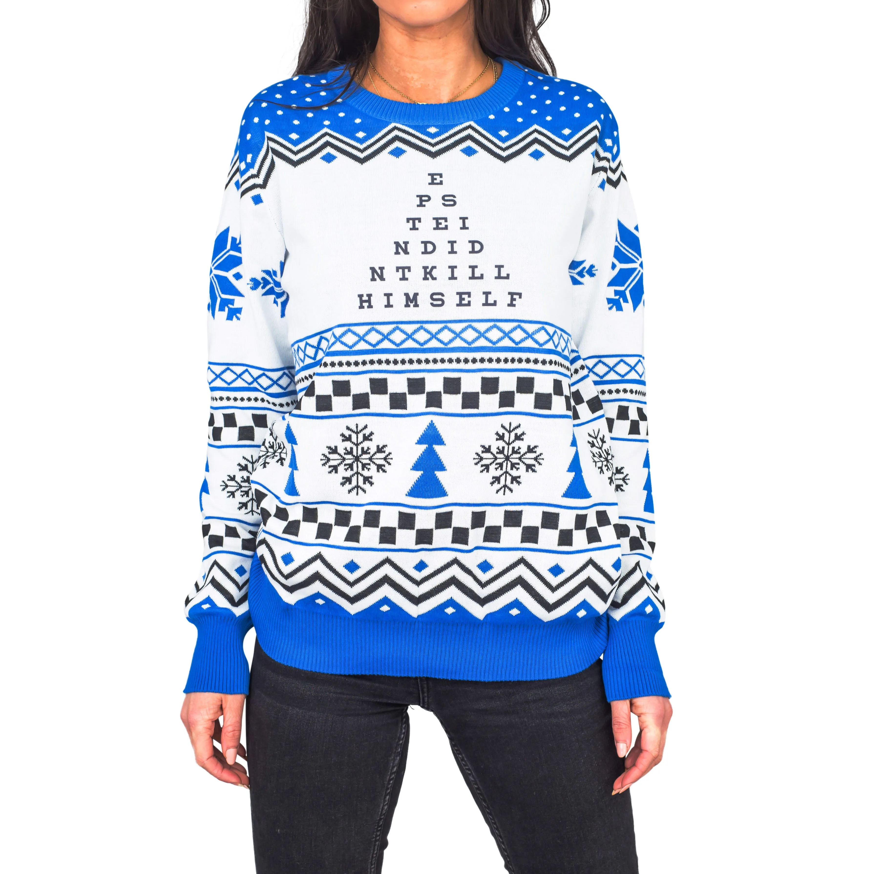 Epstein Didn't Kill Himself Eye Chart Ugly Christmas Sweater