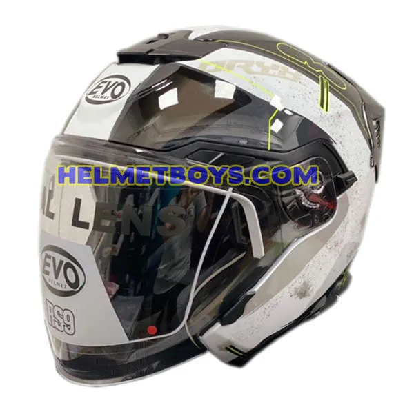 EVO RS9 Motorcycle Sunvisor Helmet FIGHTER JET WHITE