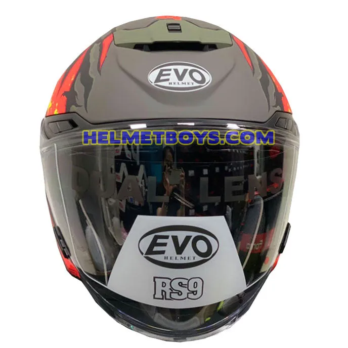 EVO RS9 Motorcycle Sunvisor Helmet FIRE FLAME MATT ORANGE