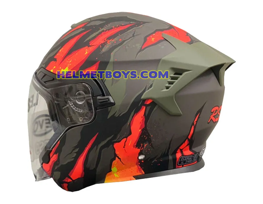 EVO RS9 Motorcycle Sunvisor Helmet FIRE FLAME MATT ORANGE