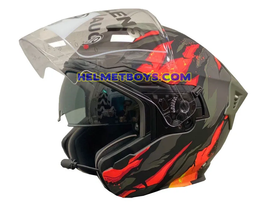 EVO RS9 Motorcycle Sunvisor Helmet FIRE FLAME MATT ORANGE