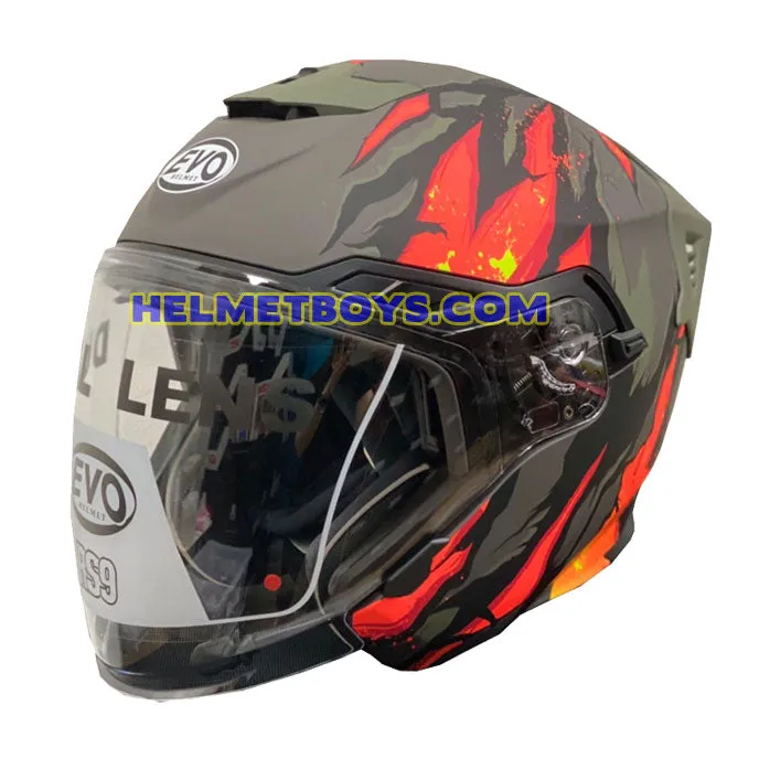 EVO RS9 Motorcycle Sunvisor Helmet FIRE FLAME MATT ORANGE