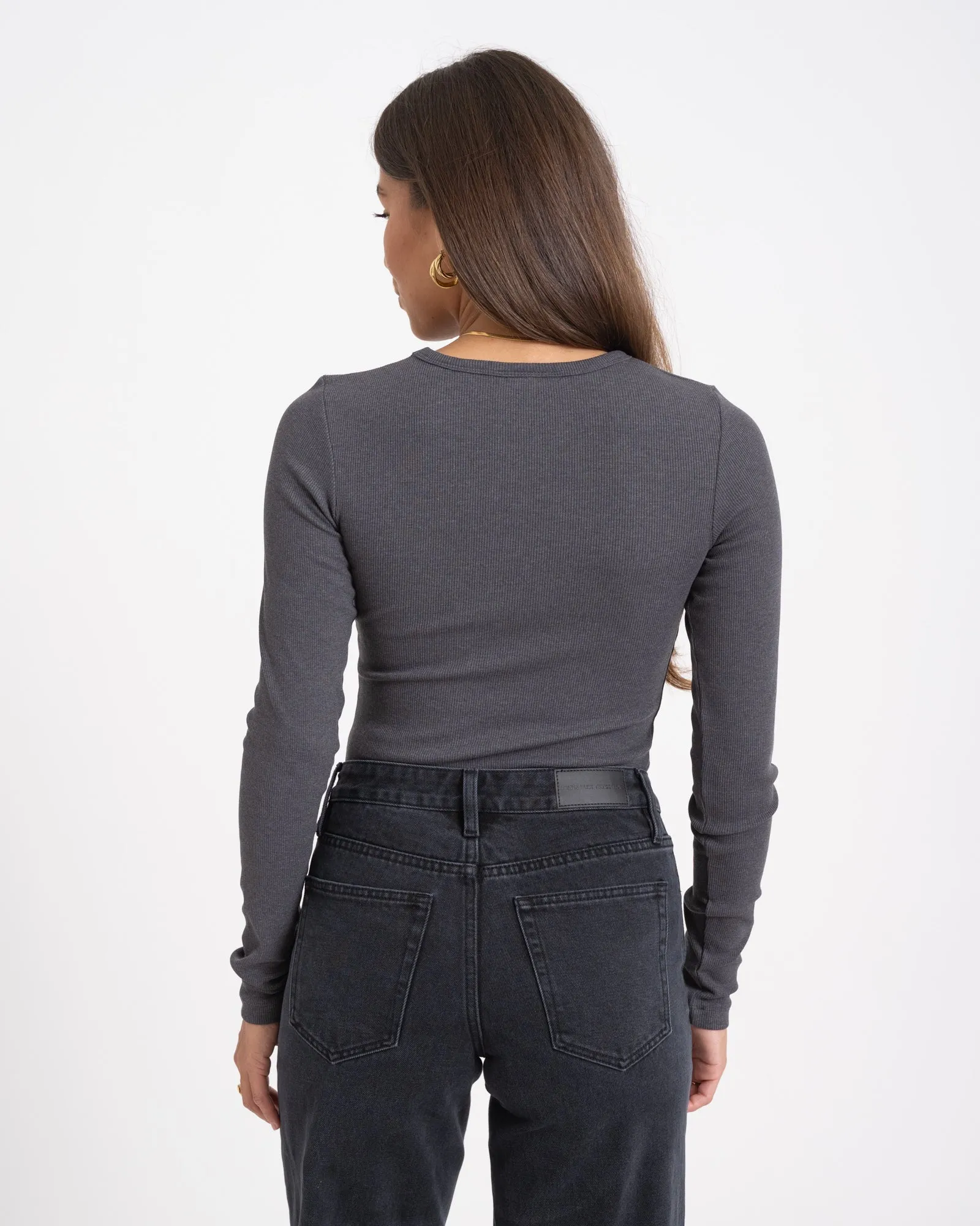 Freya Rib Tee Dark Grey Melange